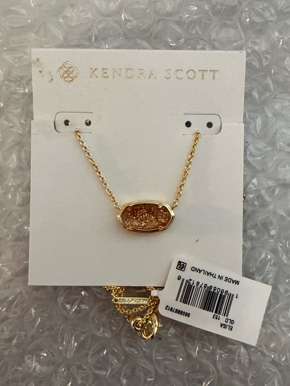 Kendra Scott Elisa Gold Sparkle Druzy Pendant Necklace